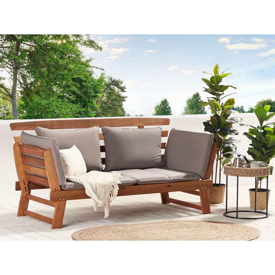 Beliani Banc avec coussin d'assise en Bois d'eucalyptus Rétro PORTICI  