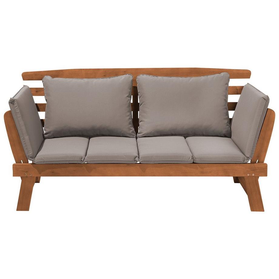 Beliani Banc avec coussin d'assise en Bois d'eucalyptus Rétro PORTICI  