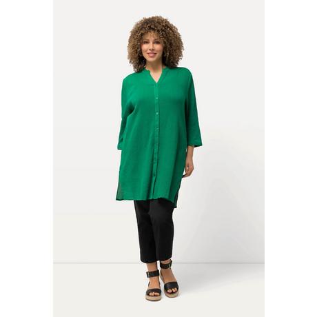 Ulla Popken  Blusa lunga in crêpe con collo alto, scollo a V e maniche a 3/4 