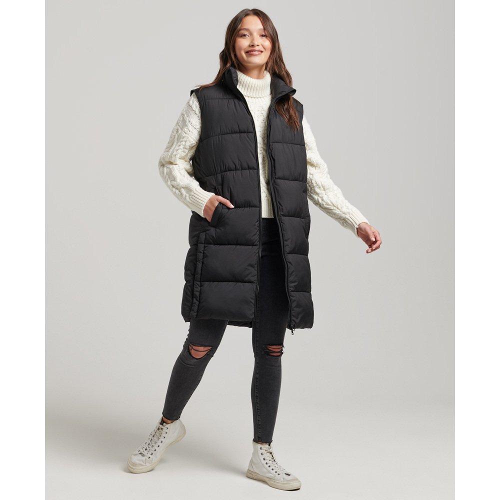 Superdry  lange ärmellose daunenjacke mit kapuze, damen 