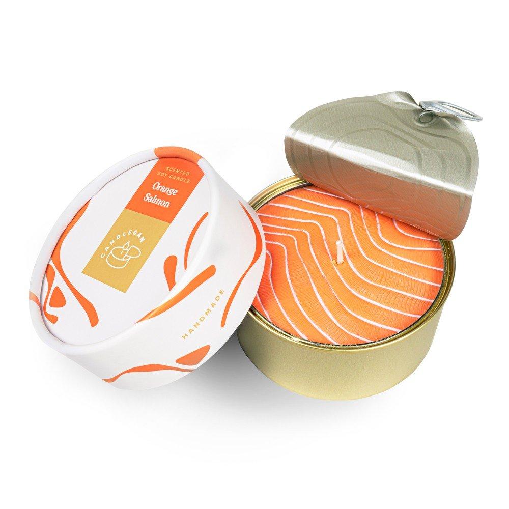 Image of Orange Salmon Duftkerz Weiss