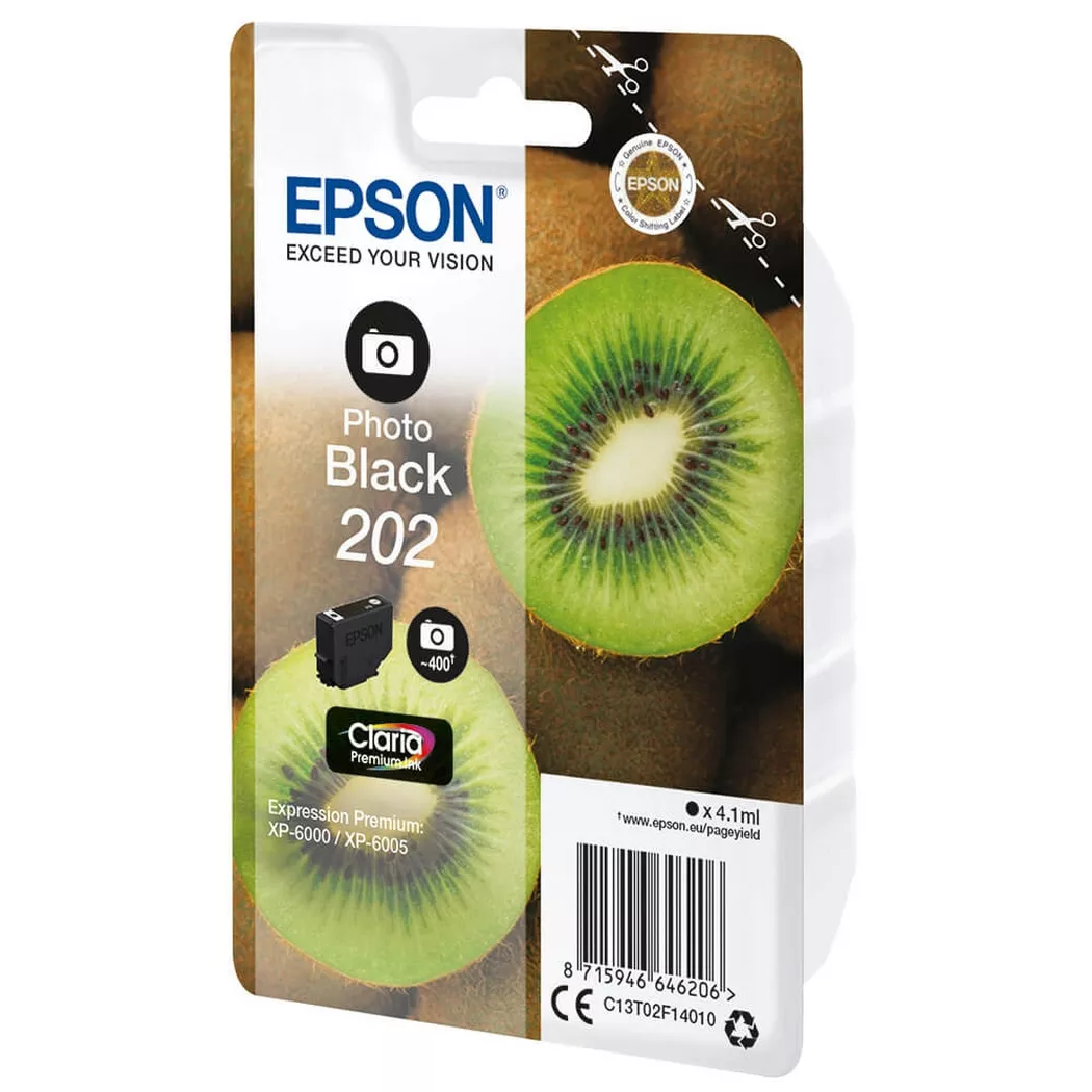 Epson – Tintenpatrone 202 ph.schwarz T02F140 XP-6000/6005 400 Seiten, One Size