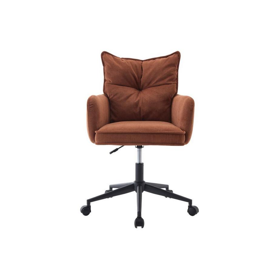 Vente-unique Chaise de bureau - Velours côtelé - Terracotta et noir - Hauteur réglable - BATARU de Pascal Morabito  