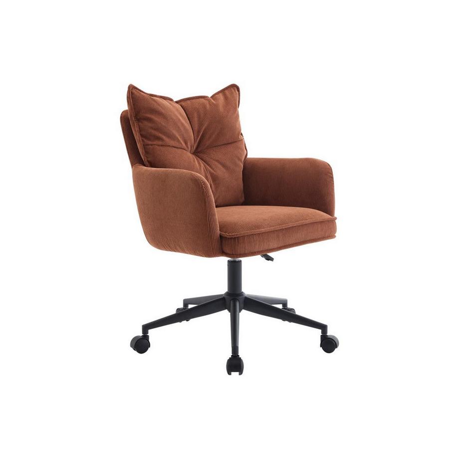 Vente-unique Chaise de bureau - Velours côtelé - Terracotta et noir - Hauteur réglable - BATARU de Pascal Morabito  