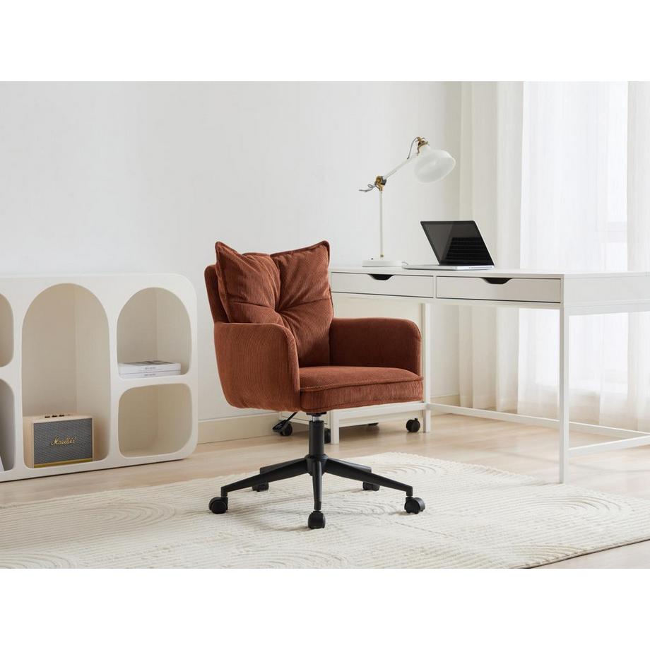 Vente-unique Chaise de bureau - Velours côtelé - Terracotta et noir - Hauteur réglable - BATARU de Pascal Morabito  