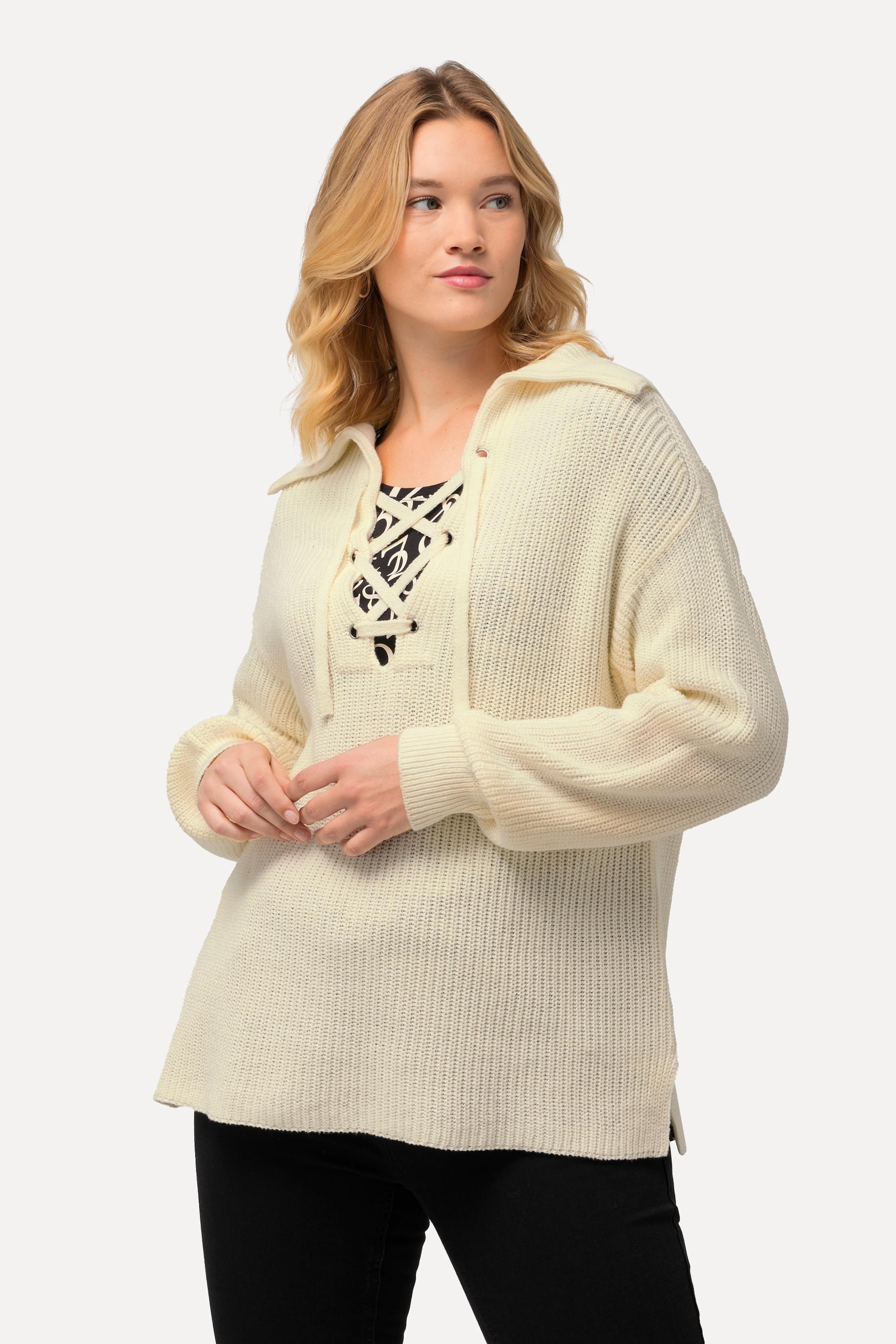 Ulla Popken  Pullover, Strukturstrick, Matrosenkragen, Langarm 