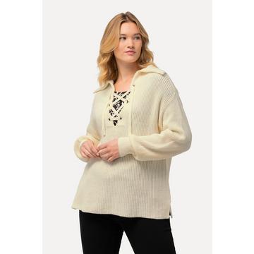 Pull à manches longues, col vareuse et maille texturée