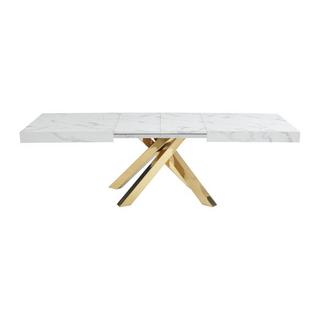 Vente-unique Tavolo da pranzo allungabile da 6 a 10 coperti in MDF e metallo Effetto marmo Bianco e Oro - CATONAV  
