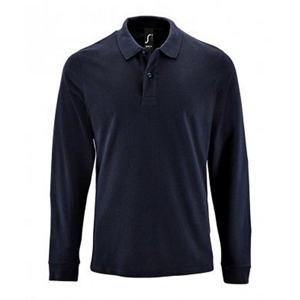 Image of Perfect Langarm Pique Polohemd Herren Marine XXL