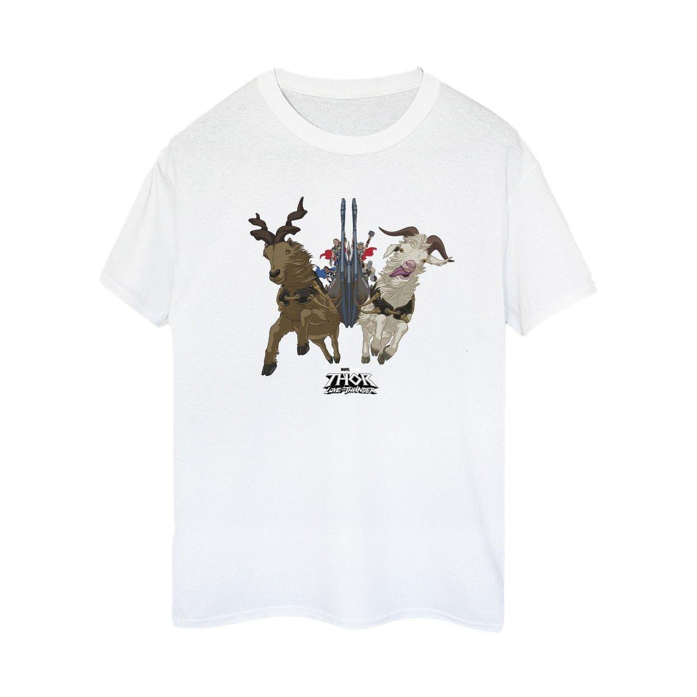 Image of Thor Love And Thunder Viking Ship Tshirt Damen Weiss XL