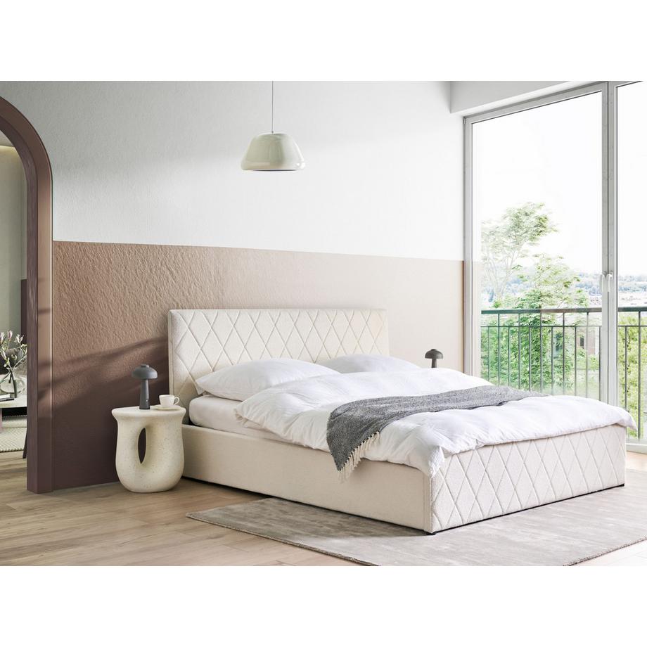 Beliani Letto contenitore en Bouclé  ROCHEFORT  