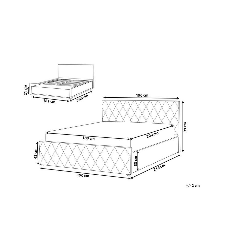 Beliani Letto contenitore en Bouclé  ROCHEFORT  