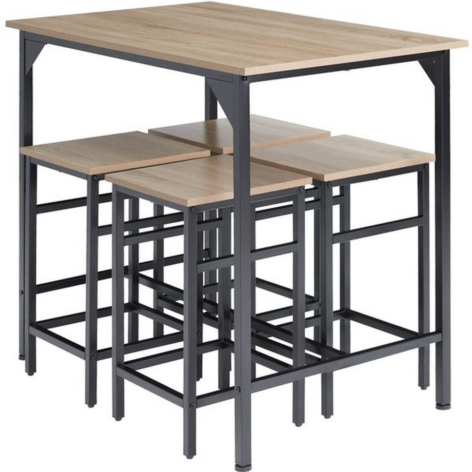 Tectake Ensemble table de bistrot EDINBURGH 1 table + 4 tabourets de bar  