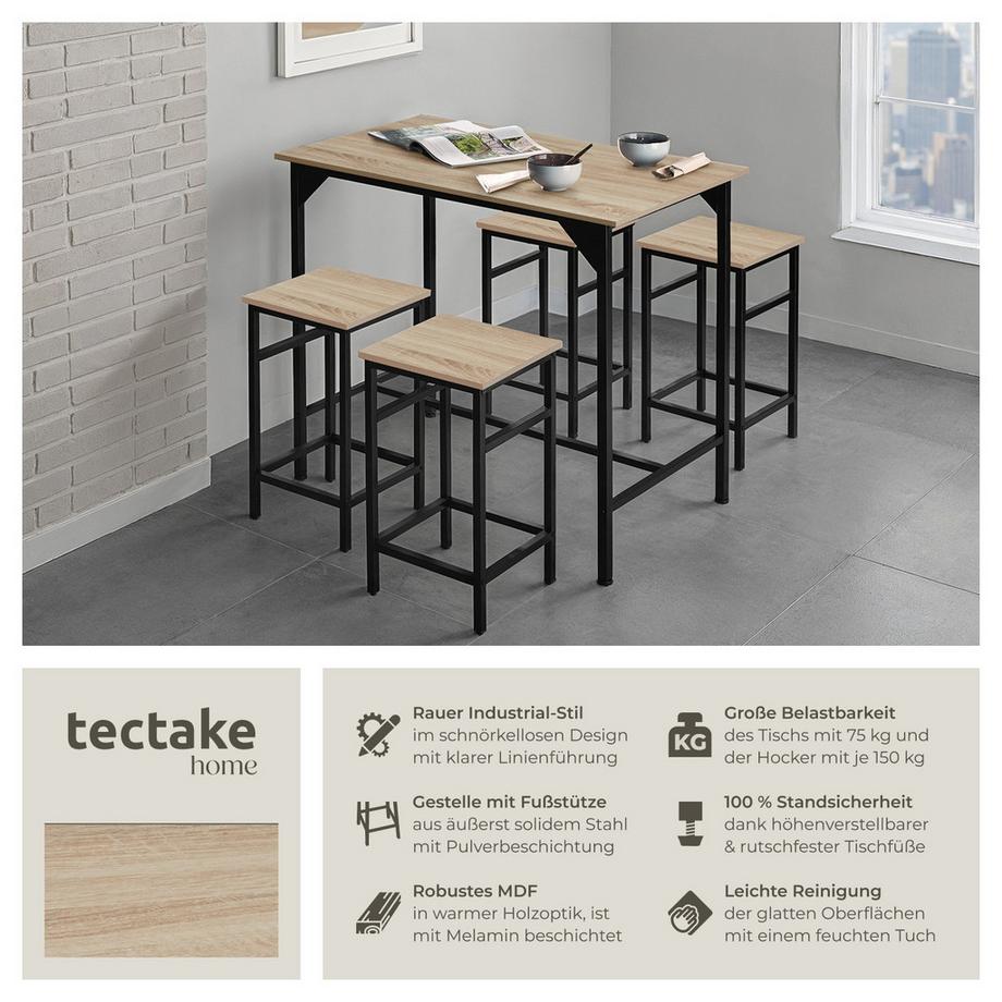 Tectake Set da bar Edimburgo 5 pezzi  