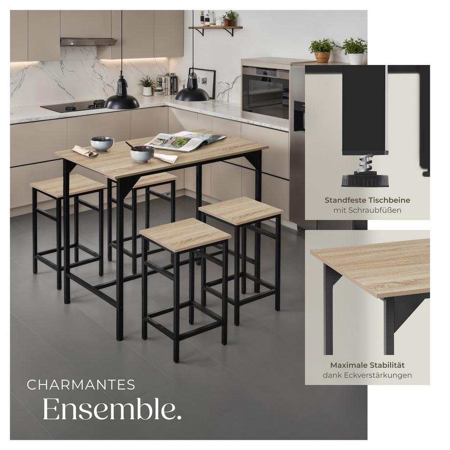 Tectake Set da bar Edimburgo 5 pezzi  