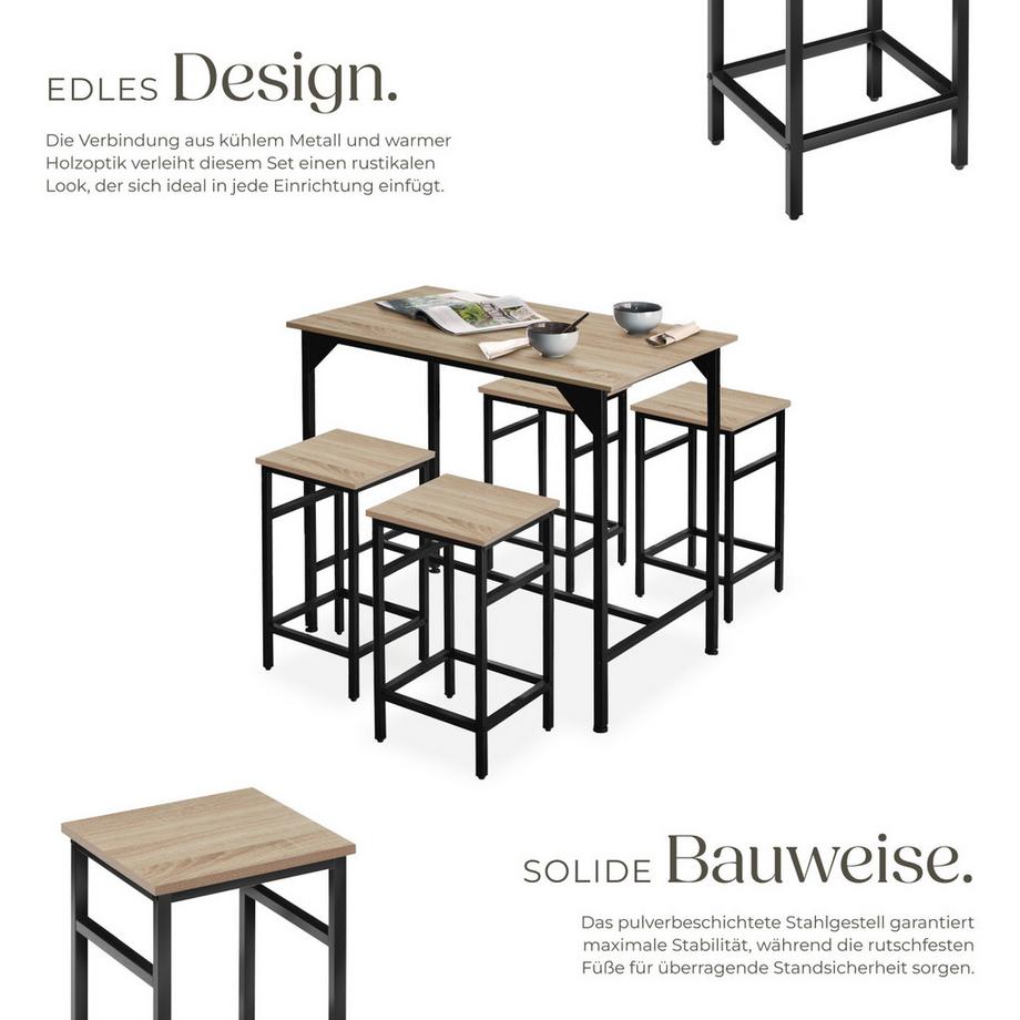 Tectake Set da bar Edimburgo 5 pezzi  