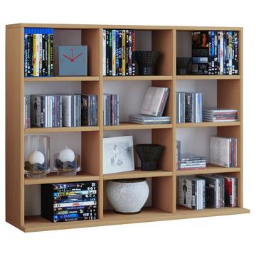 Holzregal stehend | platzsparender CD-Schrank für 480 CDs oder 224 DVDs | Maße:H. 82 x B. 102 x T. 23 cm | Elegantes DVD Regal stehend | Blu-Ray Regal
