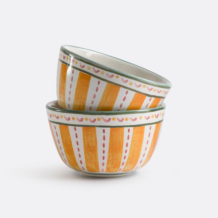 Lot de 2 bols en grès émaillé avec motifs