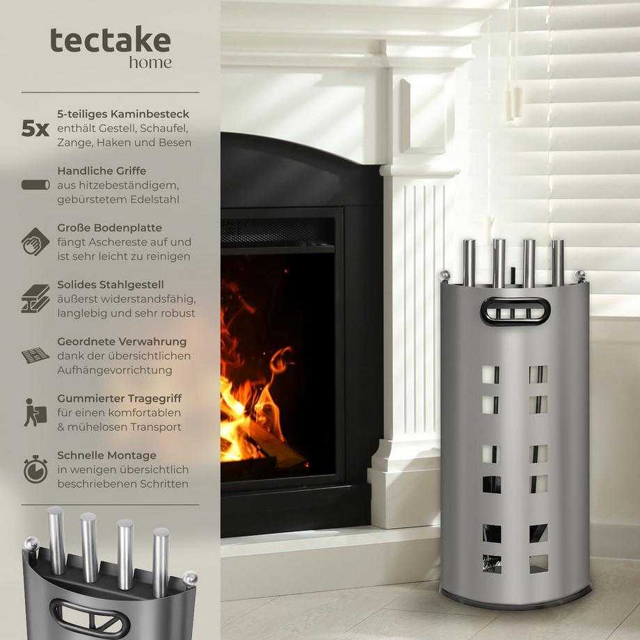 Tectake  Serviteur de cheminée  5 pièces 