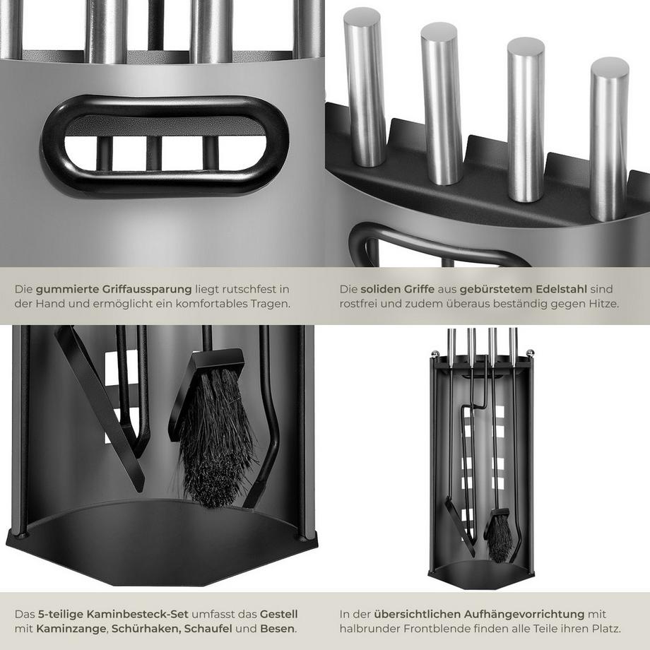 Tectake  Serviteur de cheminée  5 pièces 