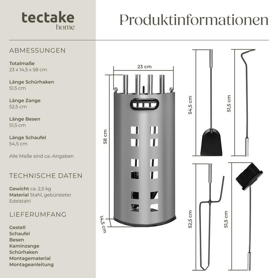 Tectake  Serviteur de cheminée  5 pièces 