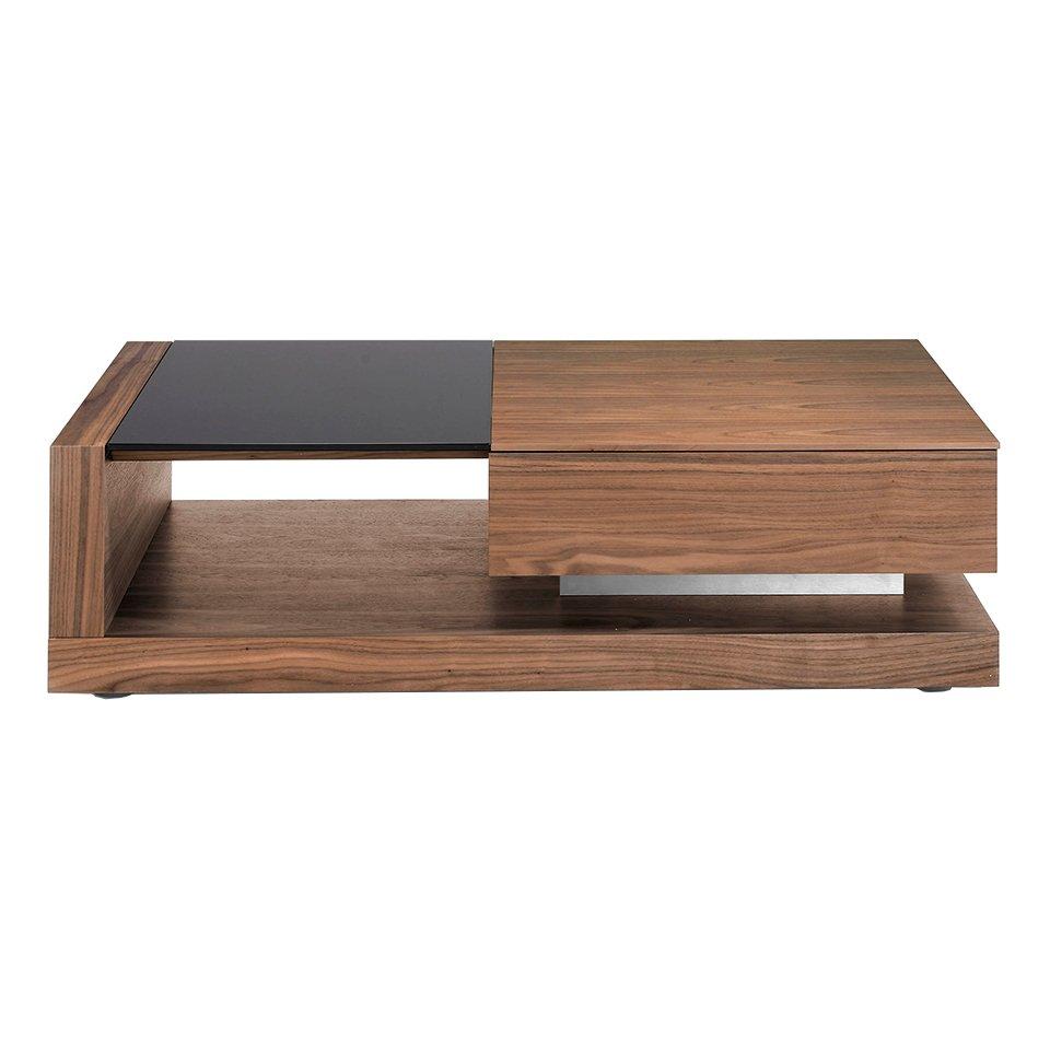 ANGEL CERDA Table basse en bois et vitrail noir  