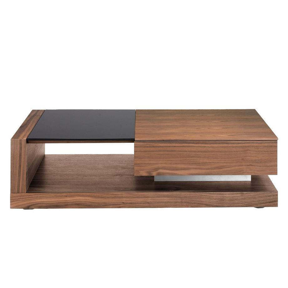 ANGEL CERDA Rechteckiger Couchtisch Rechteckiger Couchtisch Schwarz und Walnussglas  