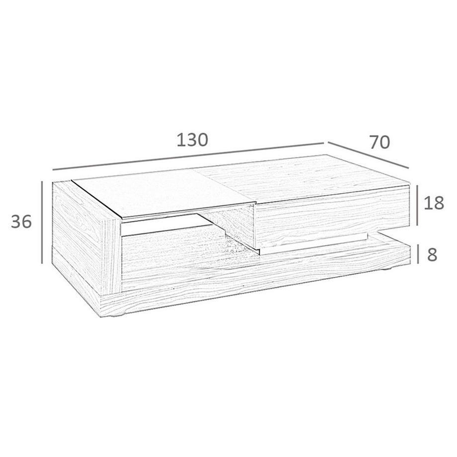 ANGEL CERDA Rechteckiger Couchtisch Rechteckiger Couchtisch Schwarz und Walnussglas  