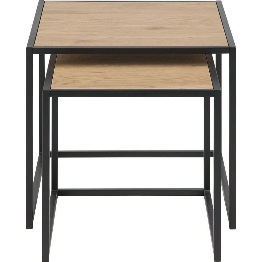 mutoni Ensemble de tables d'appoint Multiple Bronx chêne sauvage papier noir 50x50x45cm  