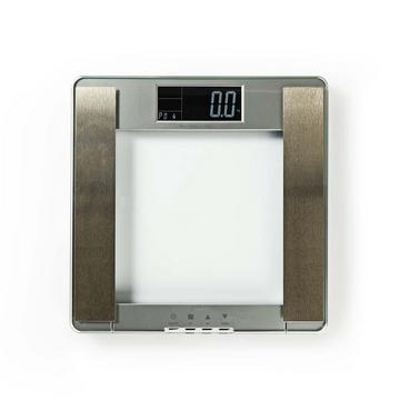 Personenwaage | Digital | Silber | Gehärtetes Glas | Maximale Wägekapazität: 180kg | Körperanalyse