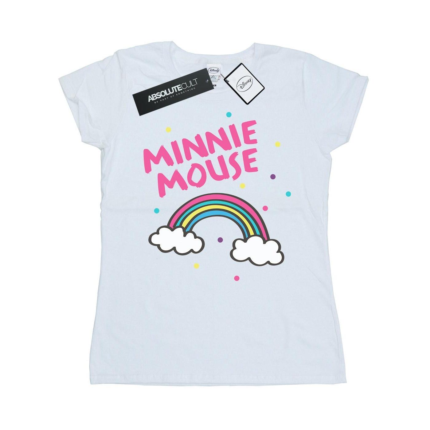 Image of Minnie Mouse Rainbow Dots Tshirt Damen Weiss L