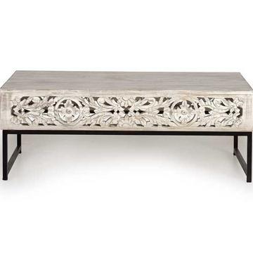 Table basse Naiara Mango vintage blanc 110x60