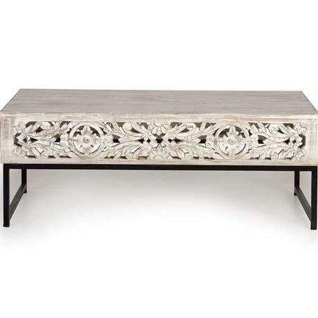 mutoni Table basse Naiara Mango vintage blanc 110x60  