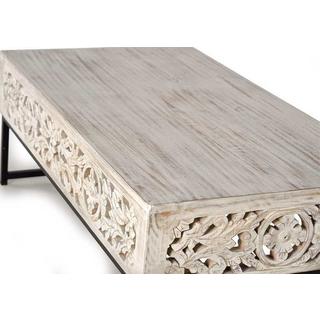 mutoni Table basse Naiara Mango vintage blanc 110x60  