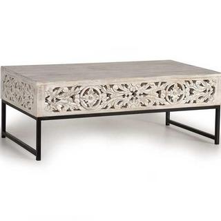 mutoni Table basse Naiara Mango vintage blanc 110x60  