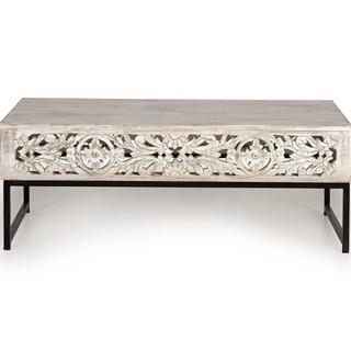 mutoni Table basse Naiara Mango vintage blanc 110x60  