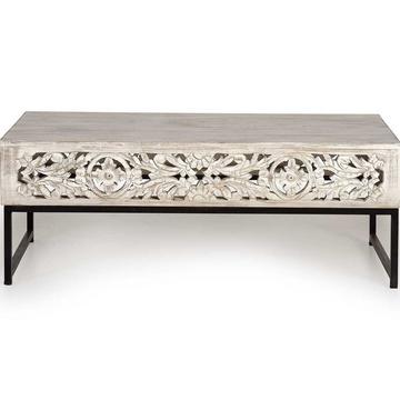 Table basse Naiara Mango vintage blanc 110x60