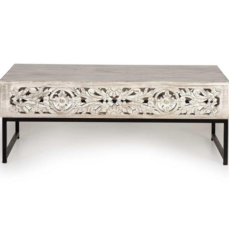 mutoni Table basse Naiara Mango vintage blanc 110x60  