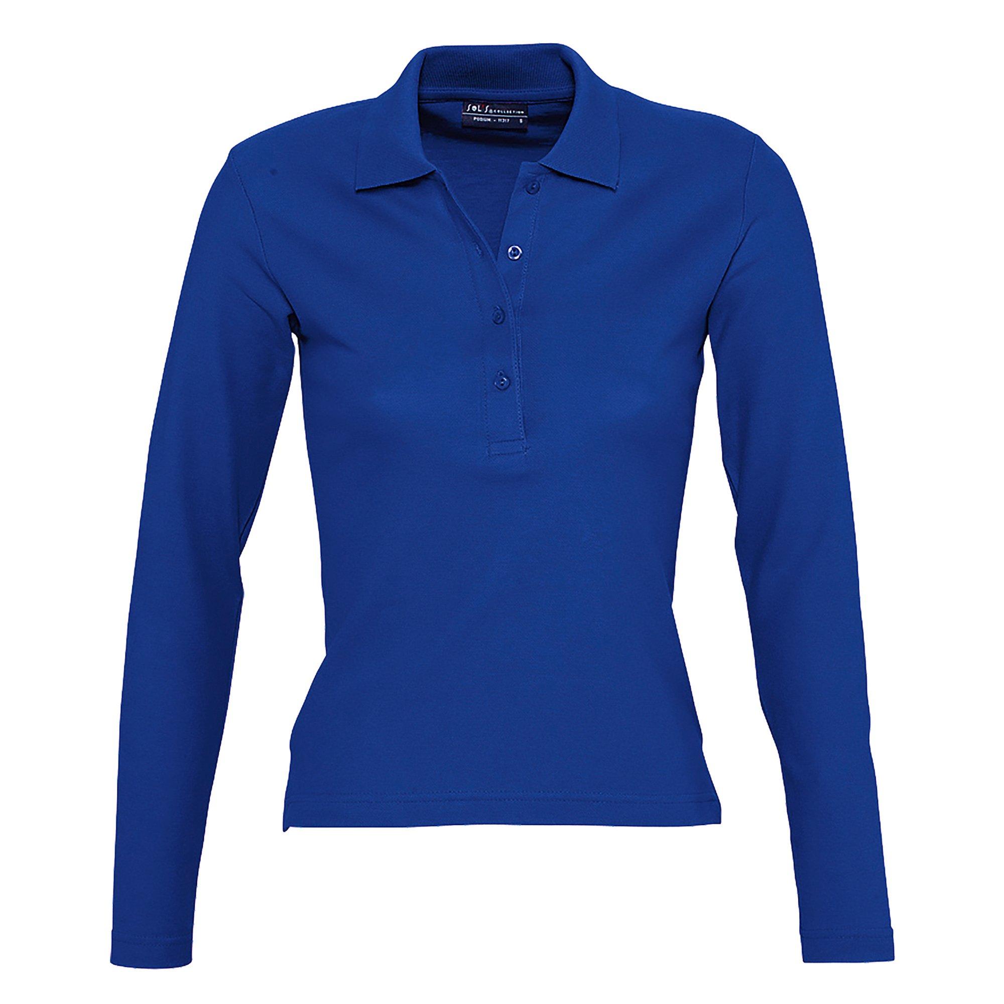 Image of Podium Pique Poloshirt, Langarm Damen Königsblau M