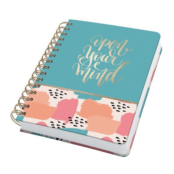 Image of Spiral-Notizbuch Jolie - Brush Marks - Dot-Lineatur (punktkariert) - 120 g/m² - ca. A5 - türkis, apricot, rosa - Hardcover - FSC-zertifiziert Spiral-Notizbuch Jolie - Brush Marks - Dot-Lineatur (punktkariert) - 120 g/m² - ca. A5 - türkis, apricot, rosa - 