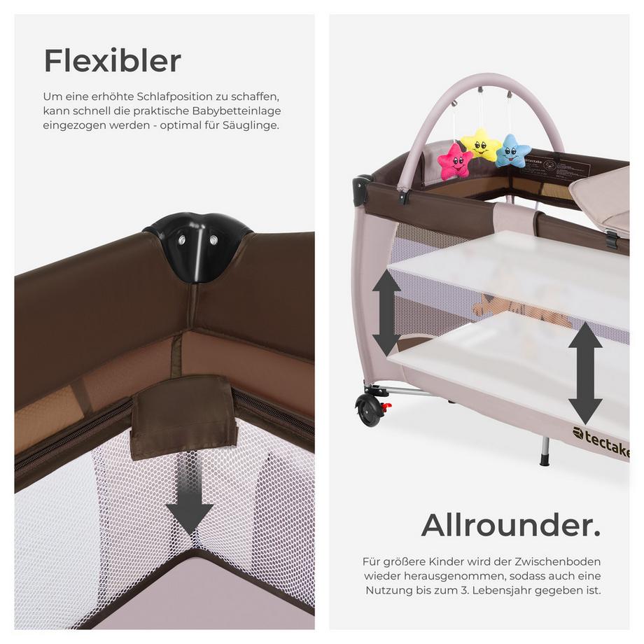 Tectake  Kinderreisebett Hund mit Wickelauflage 