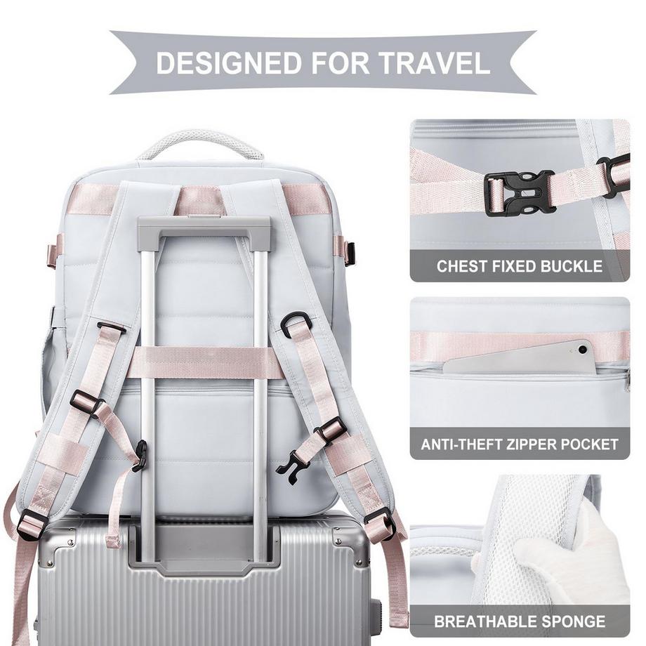 Only-bags.store Sac à dos de voyage étanche pour bagage à main d'avion avec compartiment pour ordinateur portable  