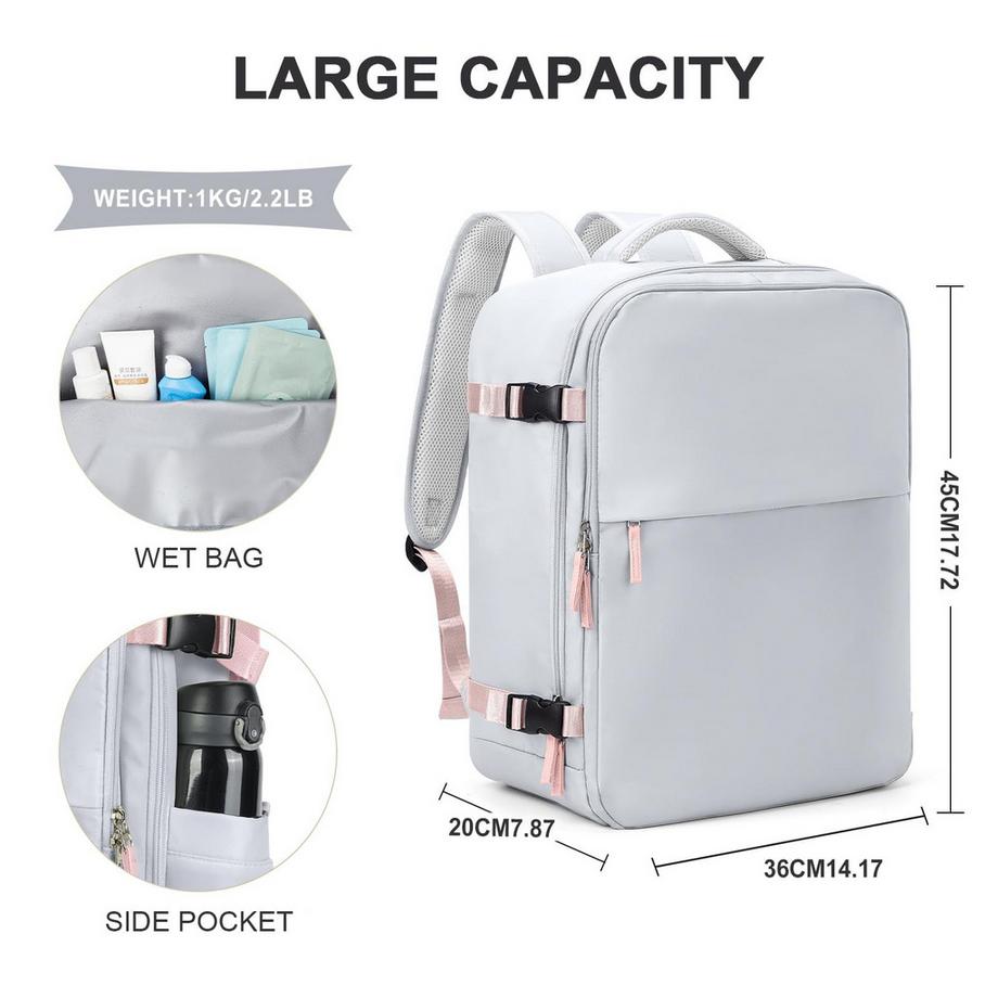 Only-bags.store Sac à dos de voyage étanche pour bagage à main d'avion avec compartiment pour ordinateur portable  