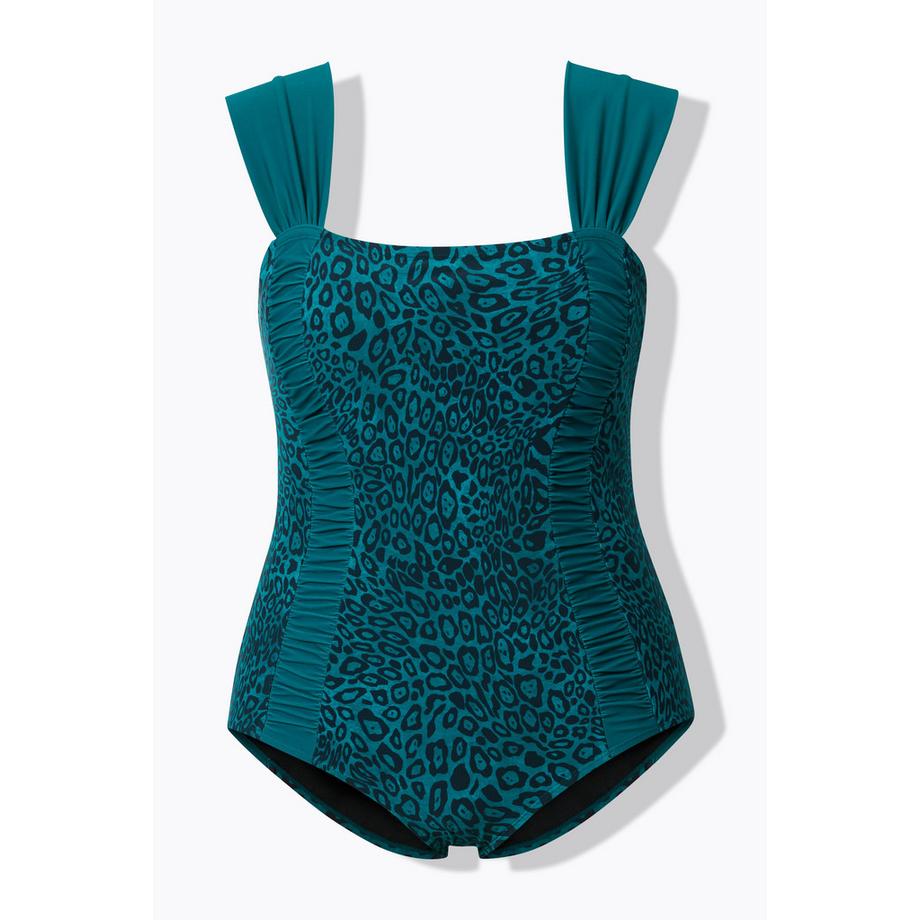 Ulla Popken Badeanzug Leomuster Softcups Breite Träger  