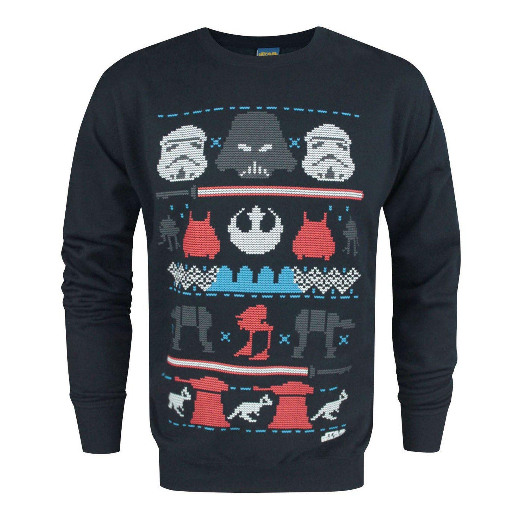 Image of Weihnachtspullover Mit Darksidenorwegermuster Herren Marine XL