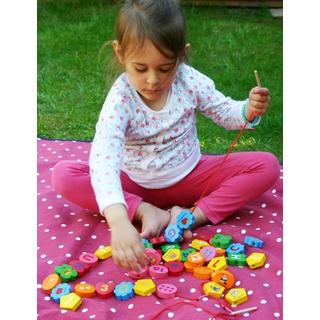 Activity-board  Blocs de chiffres alphabet en bois - lettres ABC enfilage de perles jouets de tri 46 pièces 