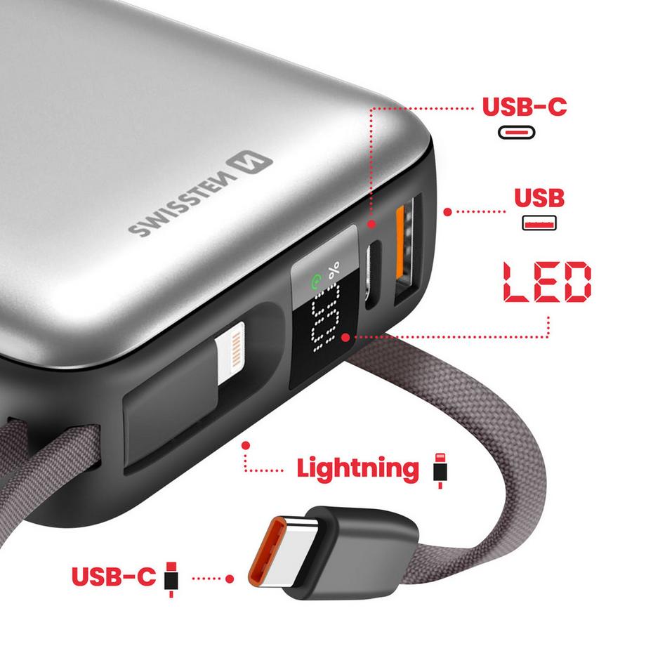 SWISSTEN  Externe Batterie 20000mAh Swissten Grau 