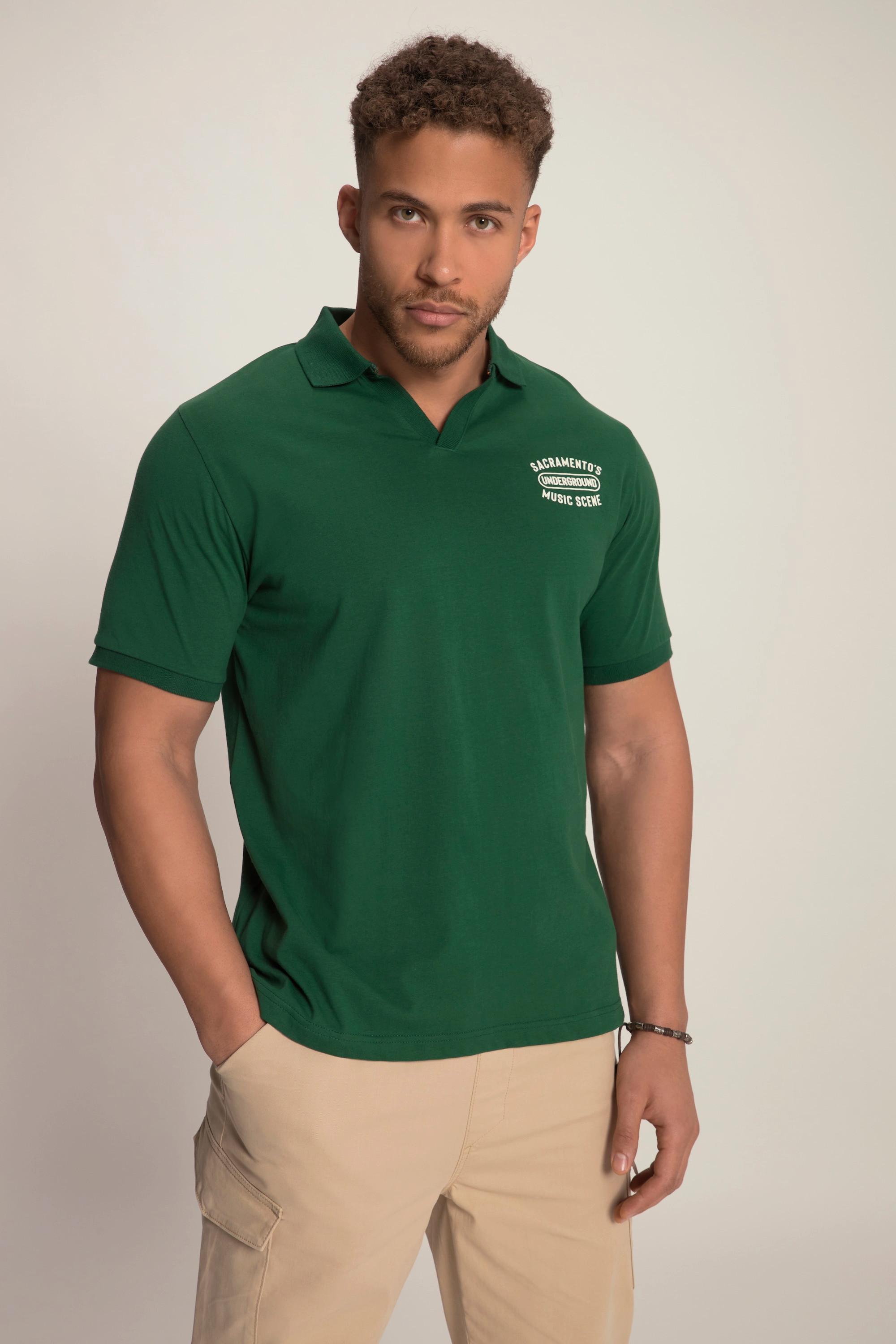 Sthuge  Maglia polo STHUGE di jersey con scollo a V e mezze maniche verde medio 