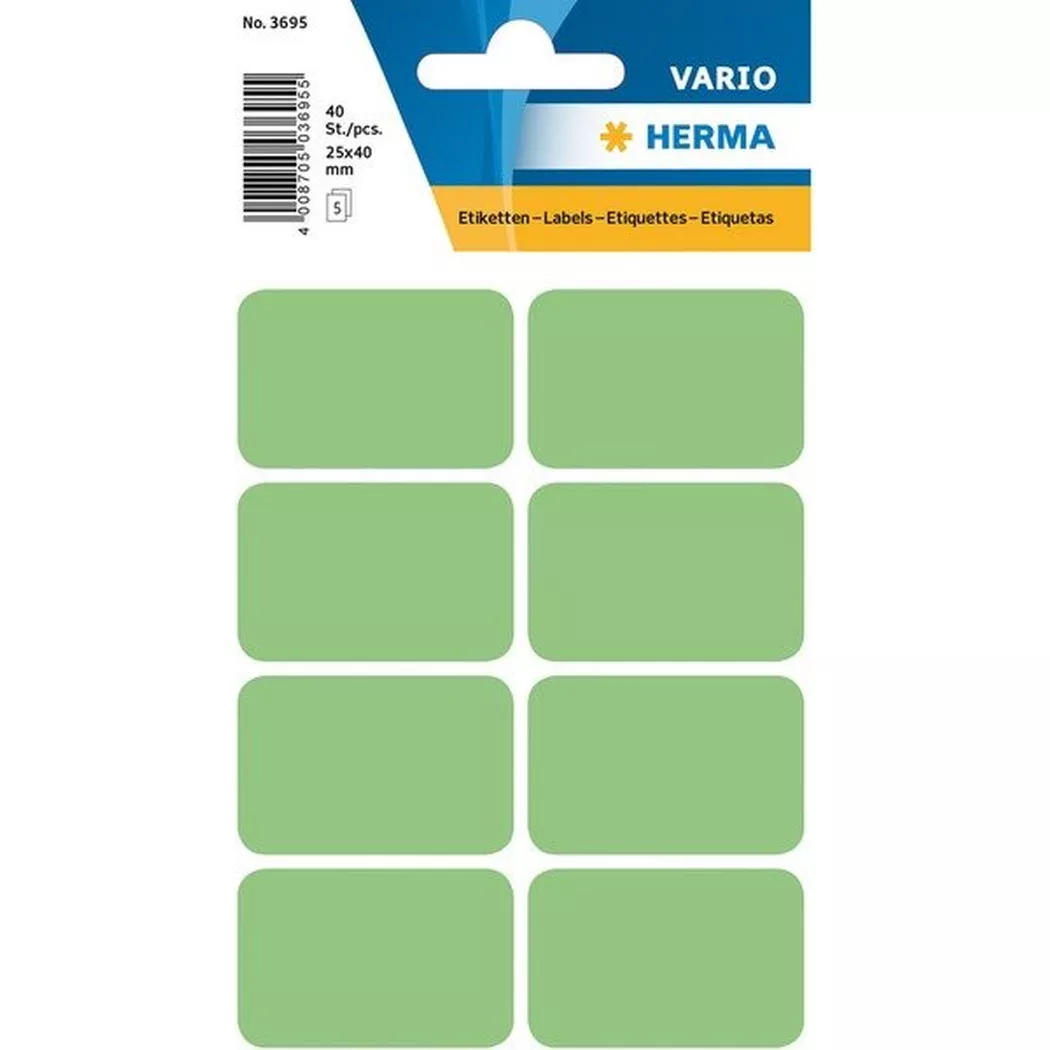 HERMA – Etiketten 25×40mm 3695 grün 40 Stück, One Size