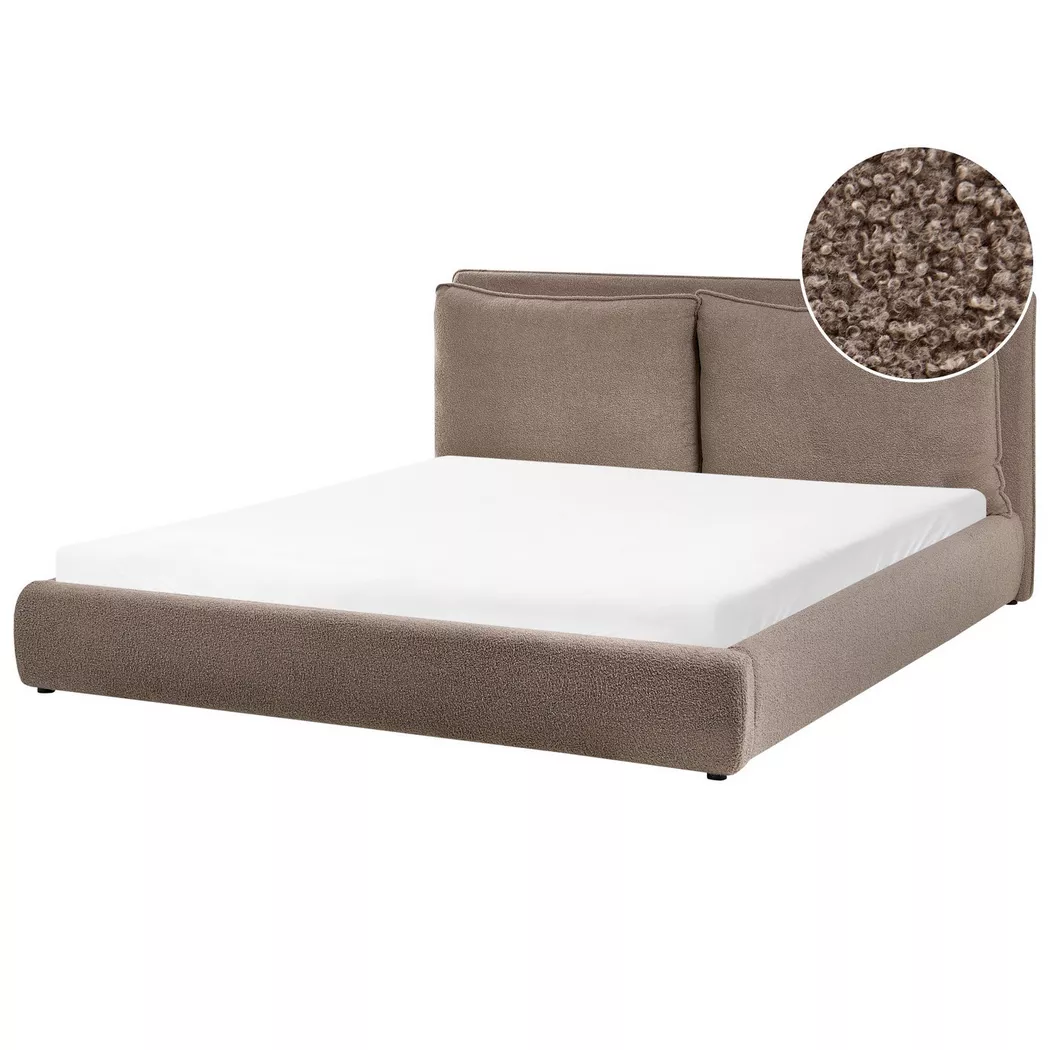 Beliani - Wasserbett aus Bouclé  BAJONNA, Braun Bunt